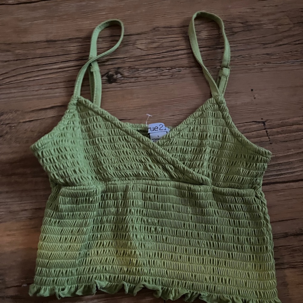 Rue21 Green Smocked Wrap Camisole